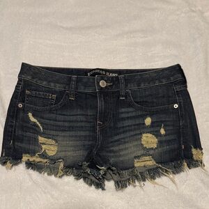 Express Women's Black Distressed Jean Shorts